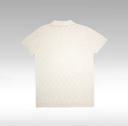 Polo Trèfle en Laine Blanc Crème