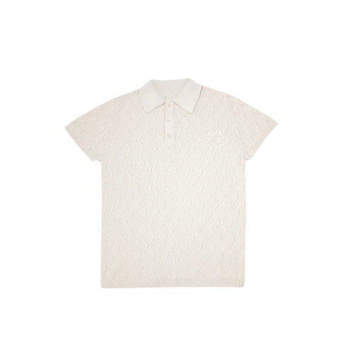 Polo Trèfle en Laine Blanc Crème